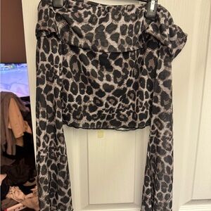 SHEIN Black and Gray Leopard Print Blouse
